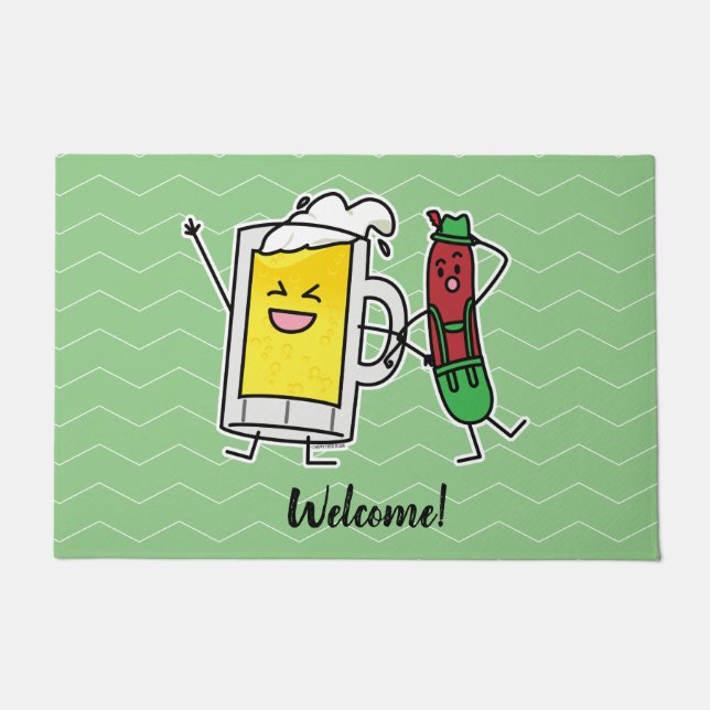 Beer sausage Octoberfest Oktoberfest lederhosen Doormat (Front)