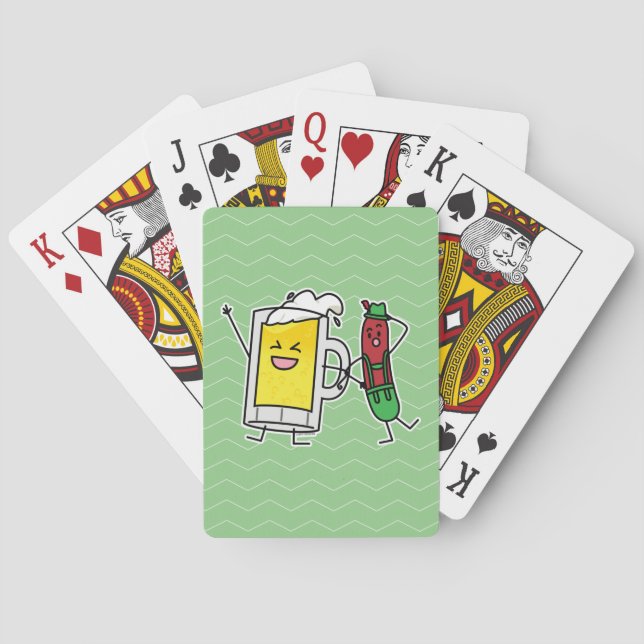 Beer sausage Octoberfest Oktoberfest lederhosen Playing Cards (Back)