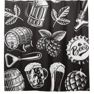 Beer seamless pattern in vintage styleart, backgro