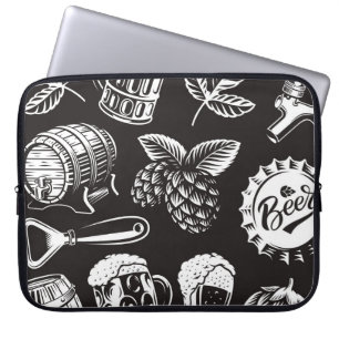 Beer seamless pattern in vintage styleart, backgro laptop sleeve