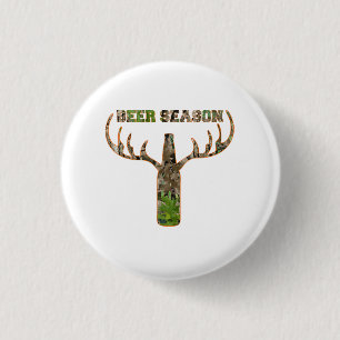 Beer Season Hunting Season Gift For Hunter 1 Inch Round Button