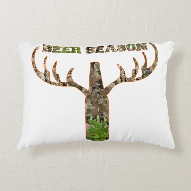 Beer Season Hunting Season Gift For Hunter Accent Pillow (Front)