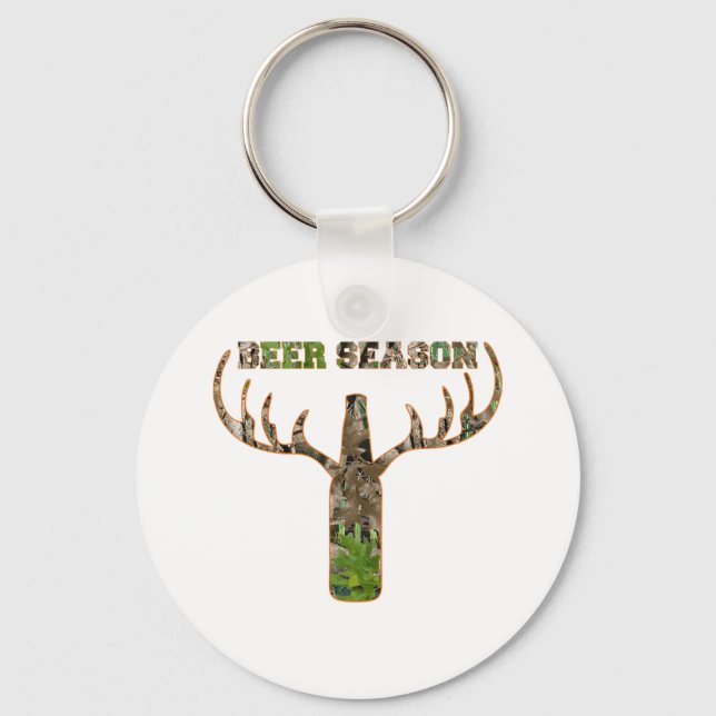 Beer Season Hunting Season Gift For Hunter Keychain (Front)