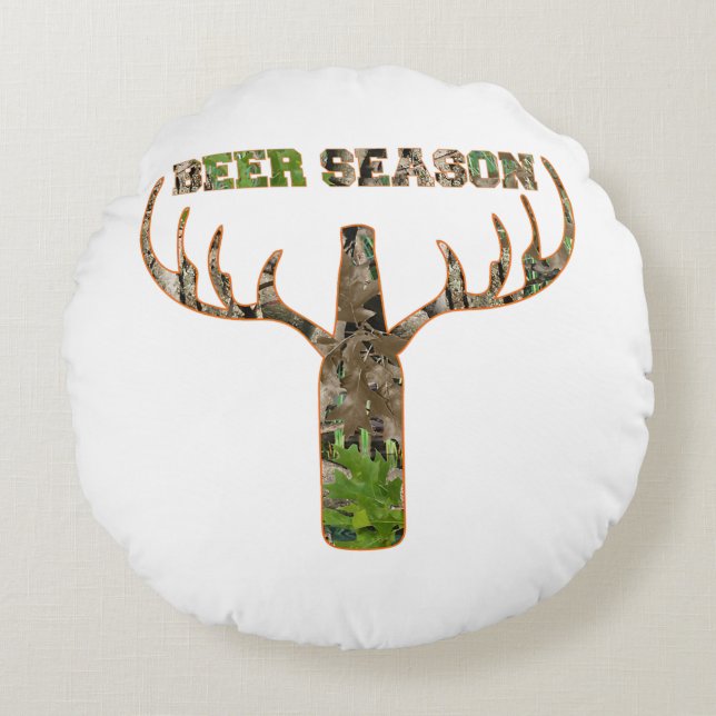 Beer Season Hunting Season Gift For Hunter Round Pillow (Front)