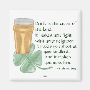 Beer & Shamrock/Irish Saying Magnet