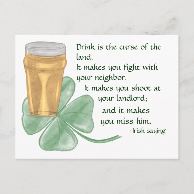Beer & Shamrock/Irish Saying Postcard (Front)