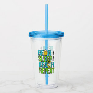 Beer - Sleep – Beach custom name tumbler