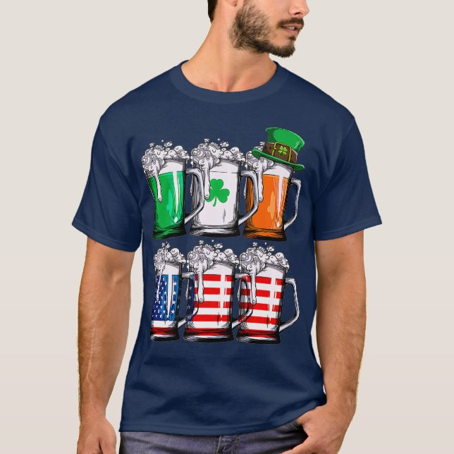 Beer St Patricks Day Men Irish American Flag Mug T-Shirt