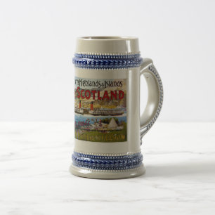 Beer Stein Vintage Scotland Travel Poster 22oz