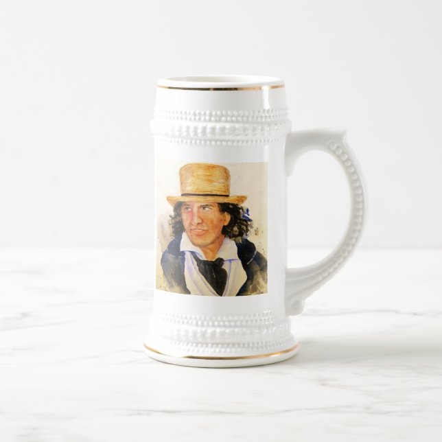 Beer Stein with The Man in the Straw Hat (Right)