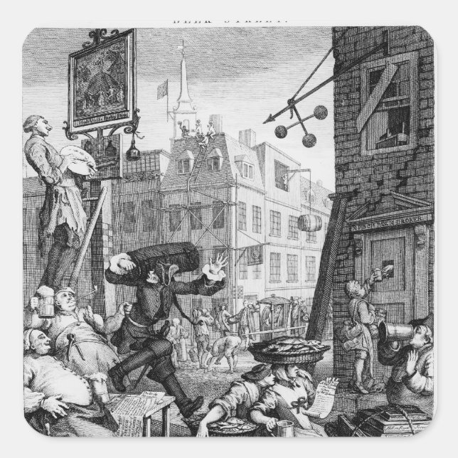 Beer Street, 1751 Square Sticker (Front)