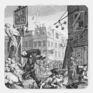 Beer Street, 1751 Square Sticker