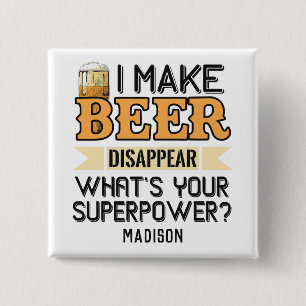 Beer Superpower custom name & colour 2 Inch Square Button