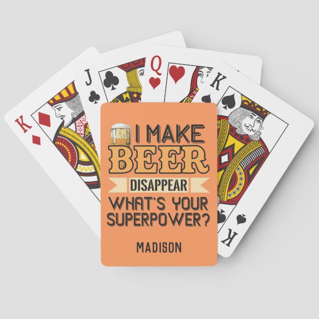 Beer Superpower custom name & colour Playing Cards (Back)