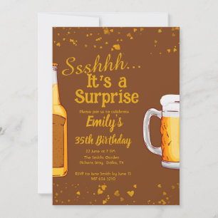 Beer surprise birthday party invitation