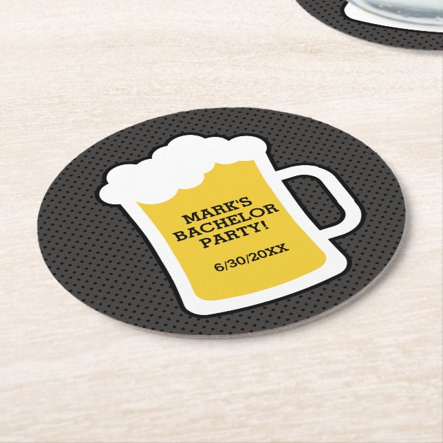 Beer Tasting Bachelor Party Favour Round Paper Coaster (Angled)