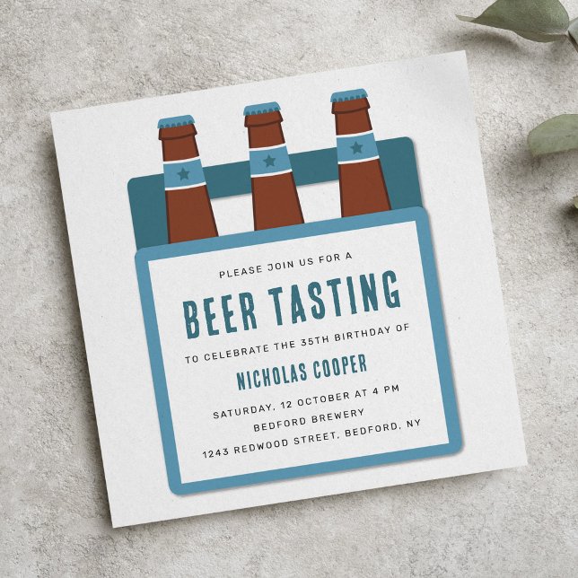 Beer Tasting Birthday Party Invitation (beer tasting birthday party invitation template for men)