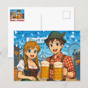 Beer tasting during Octoberfest in Munich, Germany Postcard