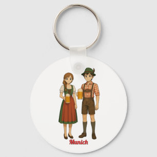 Beer tasting during Oktoberfest in Munich, Germany Keychain