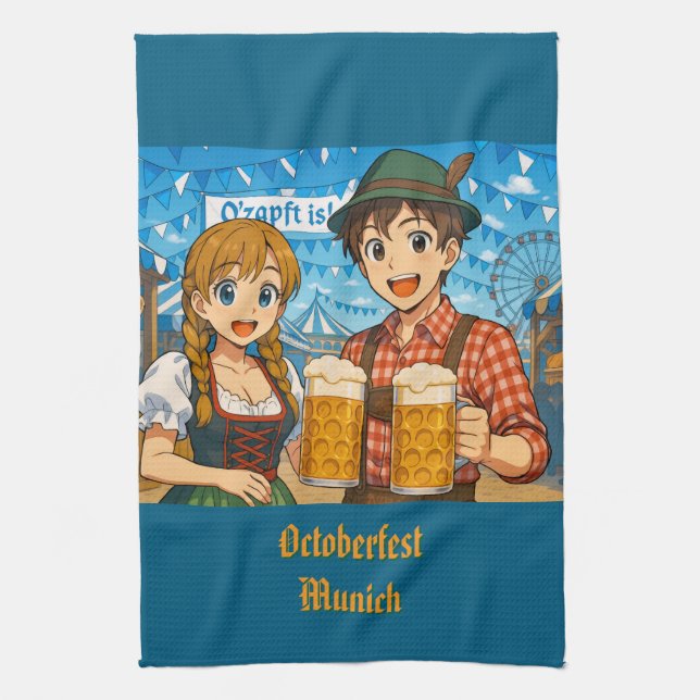 Beer tasting during Oktoberfest in Munich, Germany Kitchen Towel (Vertical)