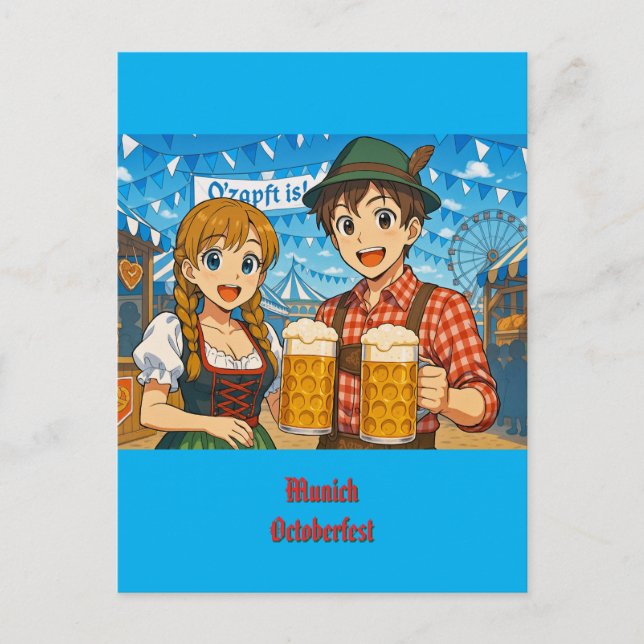 Beer tasting during Oktoberfest in Munich, Germany Postcard (Front)