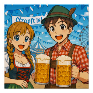 Beer tasting during Oktoberfest in Munich, Germany Poster