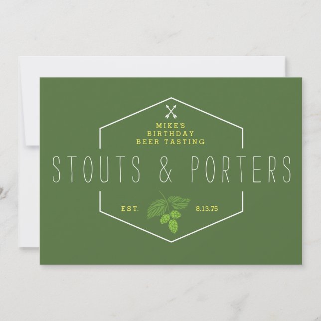 Beer Tasting Party Signage, Stouts & Porters Invitation (Front)