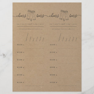 Beer Tasting Rating Scorecard on Faux Kraft Letterhead
