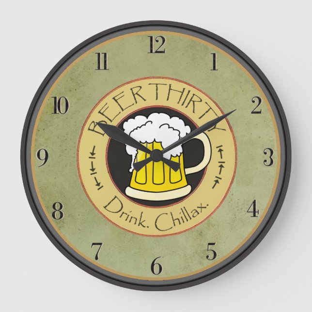 Beer Thirty Drink Chillax Large Clock (Front)