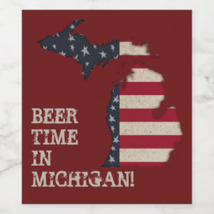 Beer Time in Michigan   Customize This Wine Label