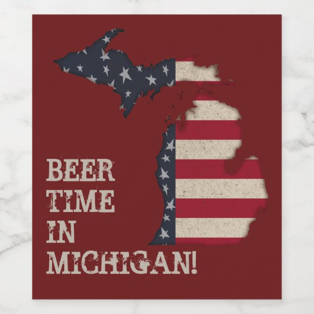 Beer Time in Michigan | Customize This Wine Label (Single Label)