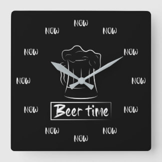 Beer Time is NOW! Square Wall Clock