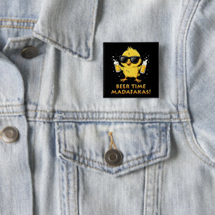 Beer Time Madafakas Funny Meme Duck Goose Retro 2 Inch Square Button