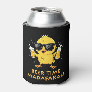 Beer Time Madafakas Funny Meme Duck Goose Retro Can Cooler