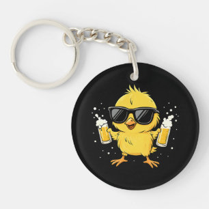 Beer Time Madafakas Funny Meme Duck Goose Retro Keychain