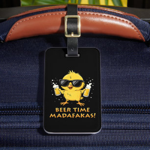 Beer Time Madafakas Funny Meme Duck Goose Retro Luggage Tag