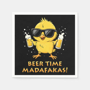 Beer Time Madafakas Funny Meme Duck Goose Retro Napkin