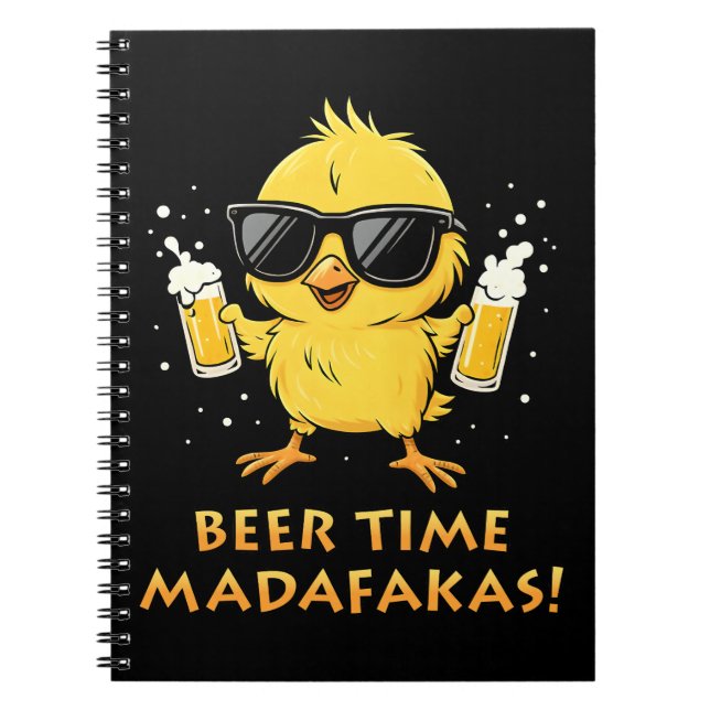 Beer Time Madafakas Funny Meme Duck Goose Retro Notebook (Front)