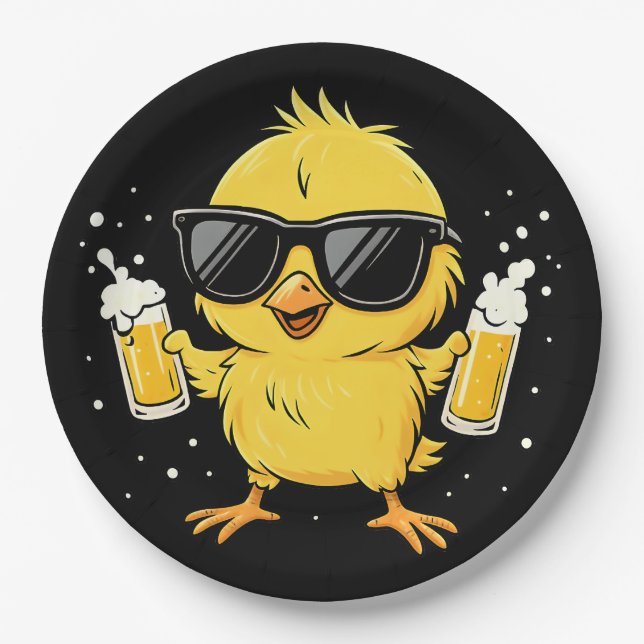 Beer Time Madafakas Funny Meme Duck Goose Retro Paper Plate (Front)