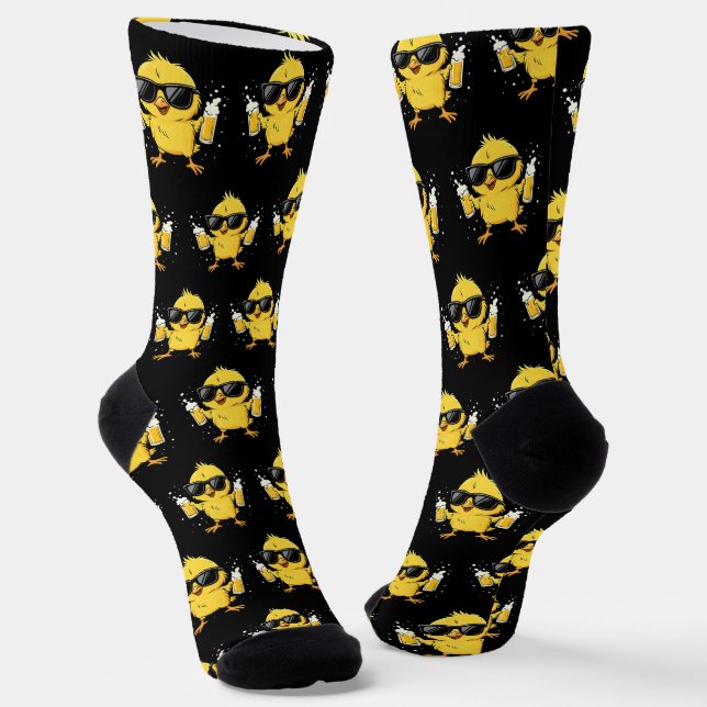 Beer Time Madafakas Funny Meme Duck Goose Retro Socks (Angled)