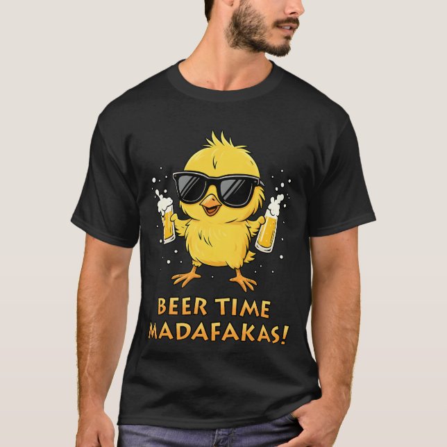 Beer Time Madafakas Funny Meme Duck Goose Retro T-Shirt (Front)