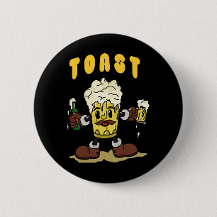 Beer Toast Mascot 2 Inch Round Button