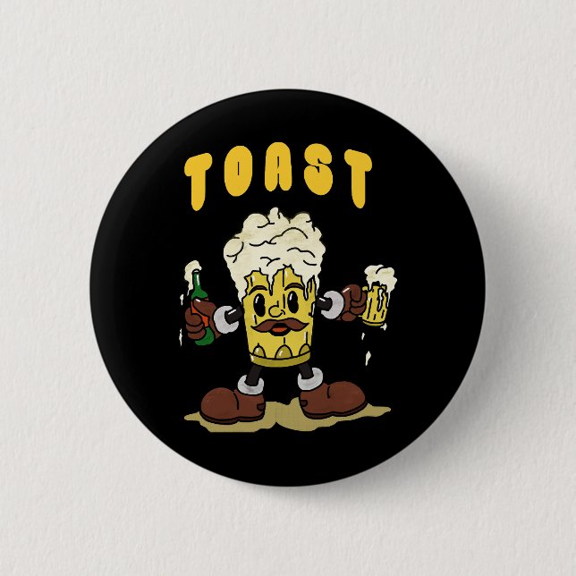 Beer Toast Mascot 2 Inch Round Button (Front)