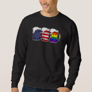 Beer Us Flag Drinking Gay Pride Lesbian Equality L Sweatshirt