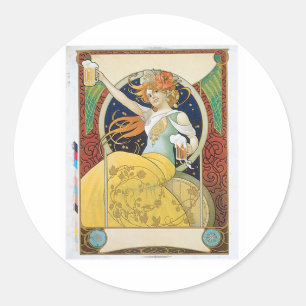 Beer Vintage Drink Ad Art Classic Round Sticker