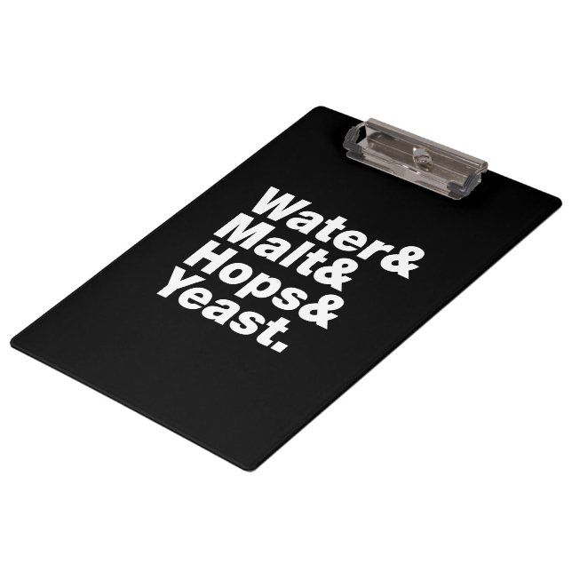 Beer = Water & Malt & Hops & Yeast. Clipboard (Angled)