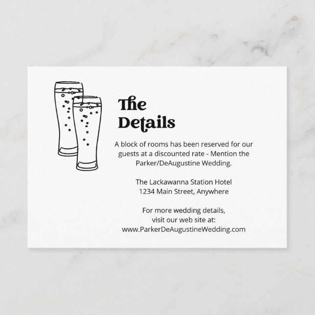 Beer Wedding Information Details Enclosure Card (Front)