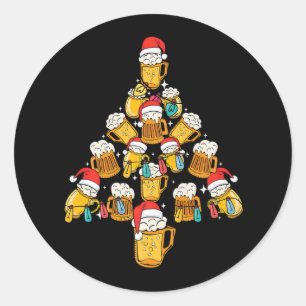 Beer Xmas Tree Ornaments Holiday Drinking Christma Classic Round Sticker