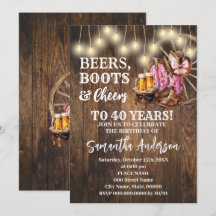 Beers Boots & Cheers Pink Western Country Birthday