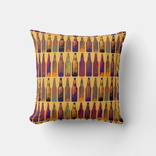 Beers Bottles Colour Pattern Throw Pillow